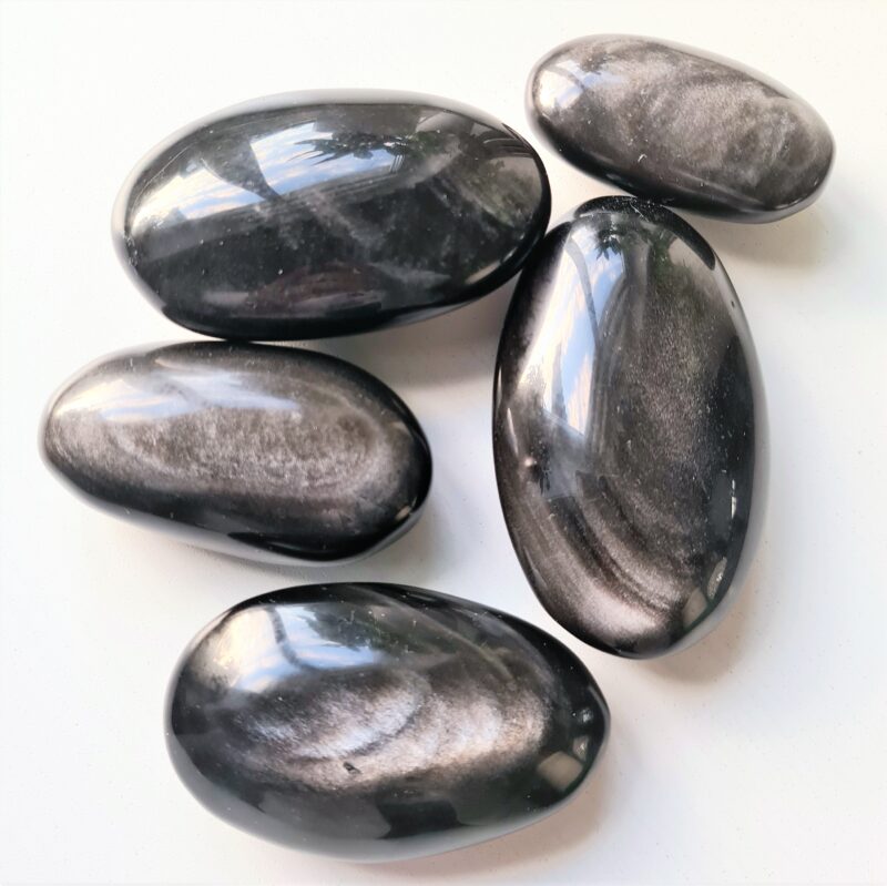 silver sheen obsidian palmstone